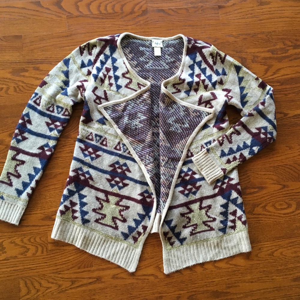 Daytrip Aztec-Printed Open-Front Sweater Cardigan